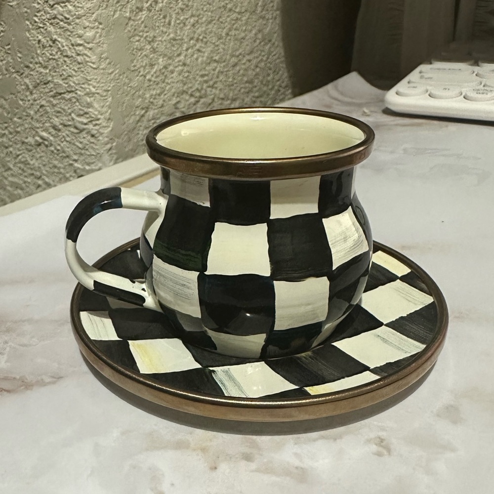 MACKENZIE CHILDS ESPRESSO CUP AND SAUCER
